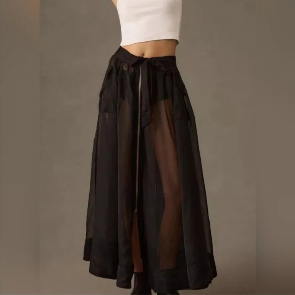 Anthropologie Sheer Parachute Maxi Skirt Size 6 | NWT